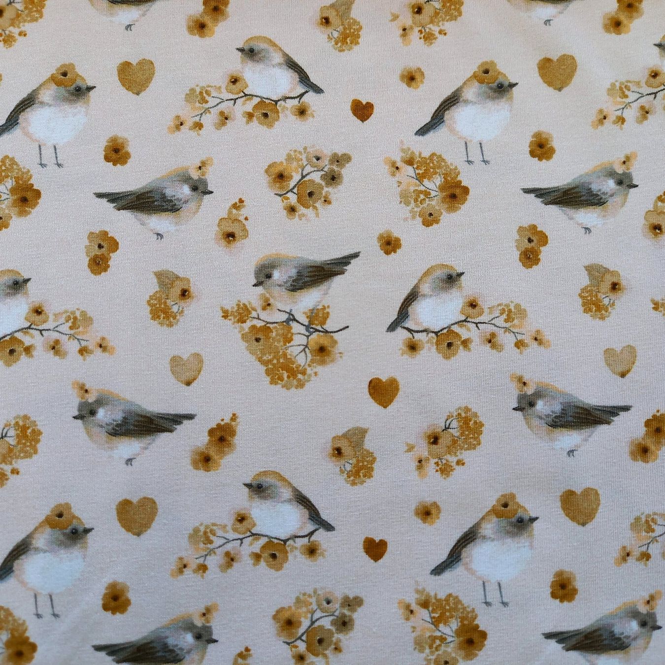 Tessuti: Jersey Vögeli lachs – Nuovo e nell'imballaggio originale da Winterthur venduto da Kimbana