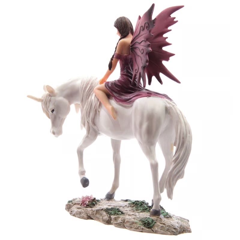 Statuette: Märchenfee auf weissem Einhorn reitend - violett – Nuovo e nell'imballaggio originale da Menzingen venduto da fairy123 2