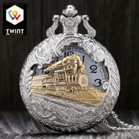 ✅ NEU Quartz Taschenuhr Dampflokomotive