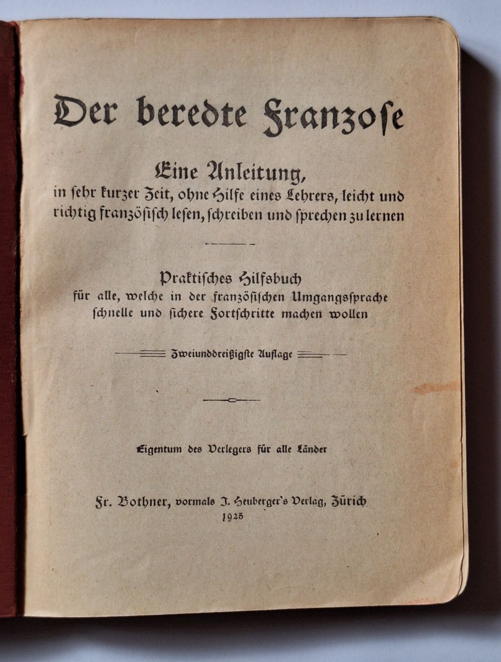 Libri: Der beredte Franzose - 1925 – Usato da Opfikon venduto da Carslo5 1