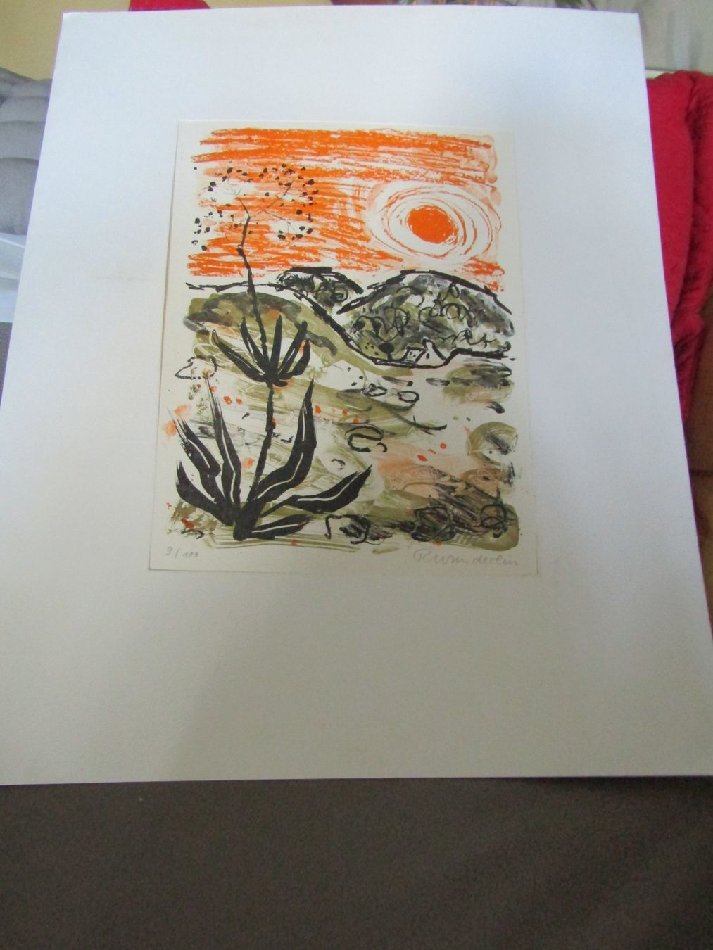 Grafiken & Lithographien: Belle lithographie avec passe-partout, signée main – Gebraucht aus Delémont von mamygateau