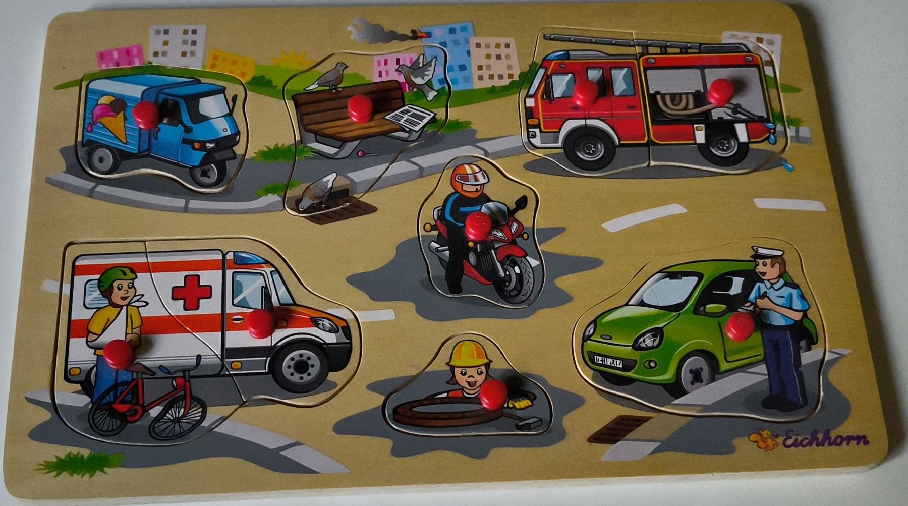 Eichhorn Puzzle: Wooden Puzzle With Vehicles Good Condition – Usato da Ins venduto da zirila
