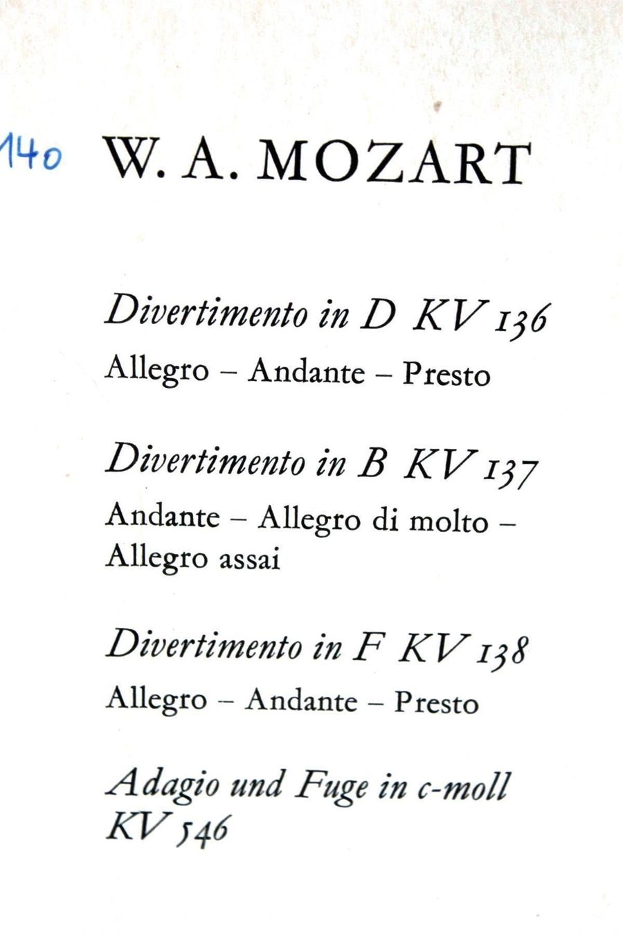 Cibi & Specialità: MOZART: Salzburger Divertimenti – Usato da Bern venduto da kultiges 3