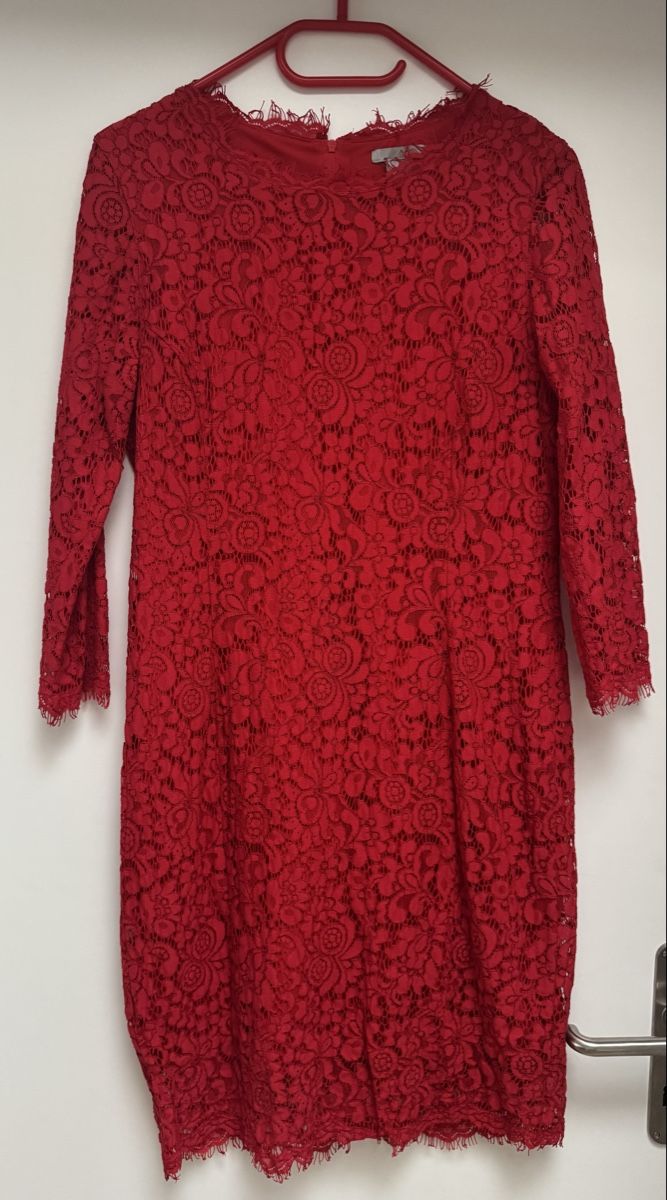 H&M Kleider: Elegantes rotes Spitzenkleid H&M Gr. M – Gebraucht aus Winkel von Schorley