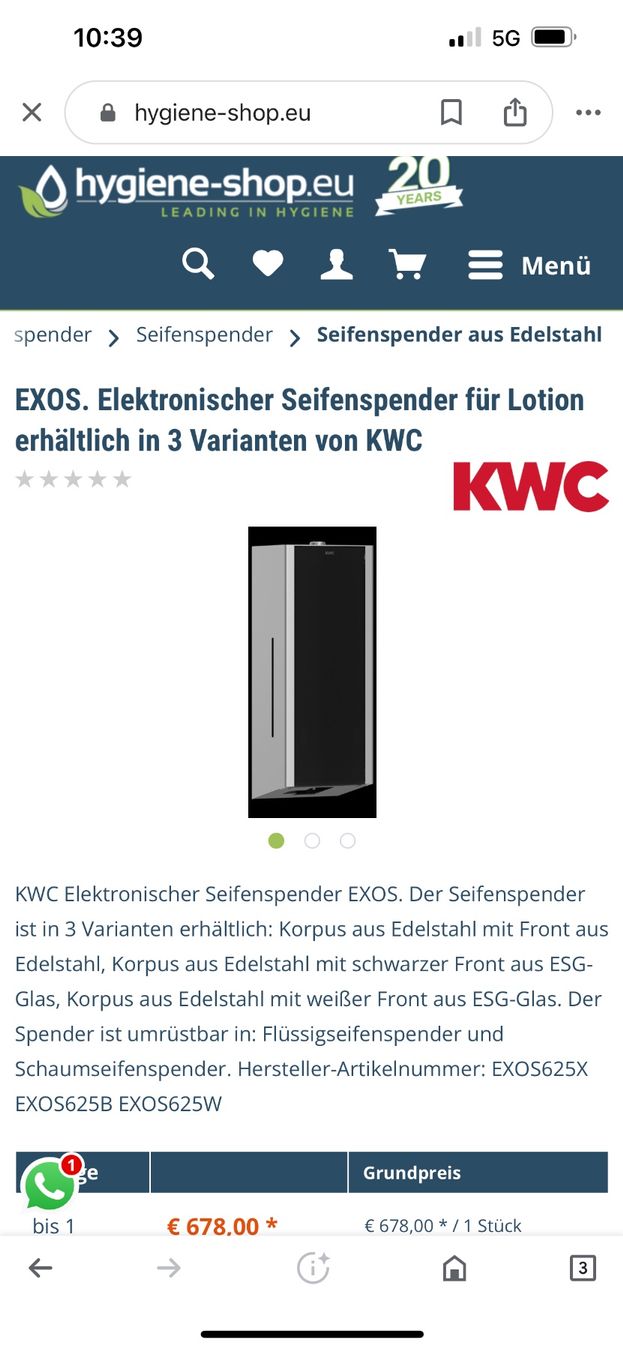 Portasapone: Franke Luxus Seifenspender elektr. neu – Nuovo e nell'imballaggio originale da Egg b. Zürich venduto da SwissTradingAgency