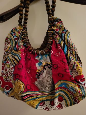 Sehr schöne Sommer Stoff Tasche mit Holzgriff