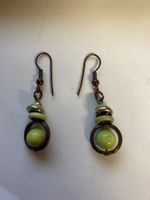 Boucles d'oreilles pendantes style bohème vert citron & b...
