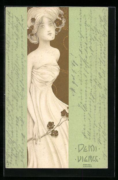 Cartoline postali: Raphael Kirchner: Demi Vierge, Fräulein – Usato da Berlin venduto da bartko-reher