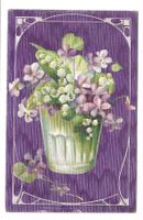 Blumenbouquet im Glas - Jugendstil-AK - Präge-Litho - 1912