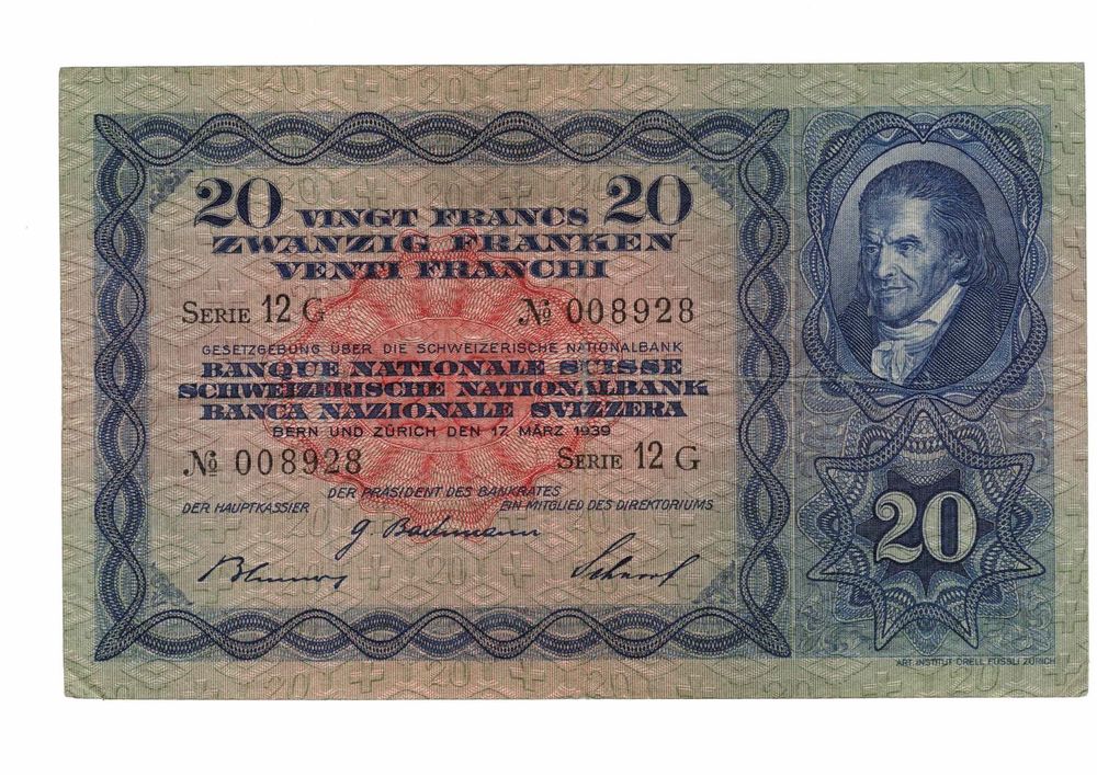 Fr. 20.-Note 1939 | Comprare su Ricardo
