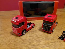 Herpa Set 2x Scania CS Zugmaschinen in rot 1:87