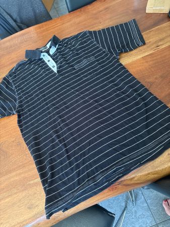 Poloshirt, Herren, Schwarz/Weiss gestreift, GR. 52