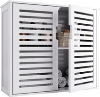 Badezimmerschrank Wandmontage Bambus Holz Regal Türen Bad