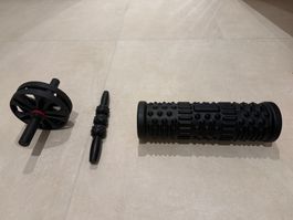 3 Fitnesskleinartikkel und ein Schaumstoffkissen