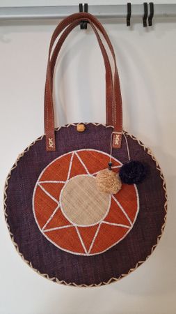 Sac d'été rond en osier vintage - Neuf