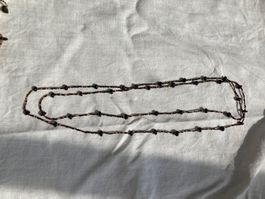Kette Perlen braun schwarz beige handgemacht