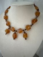Halbedelsteine Collier Halskette braun