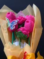 Gehäkelter Blumenstrauss🧶, handgefertigt spring deco💐🌷🌹