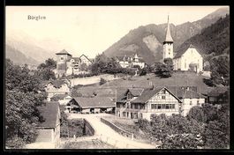 AK Bürglen, Ort mit Kirche und Brücke