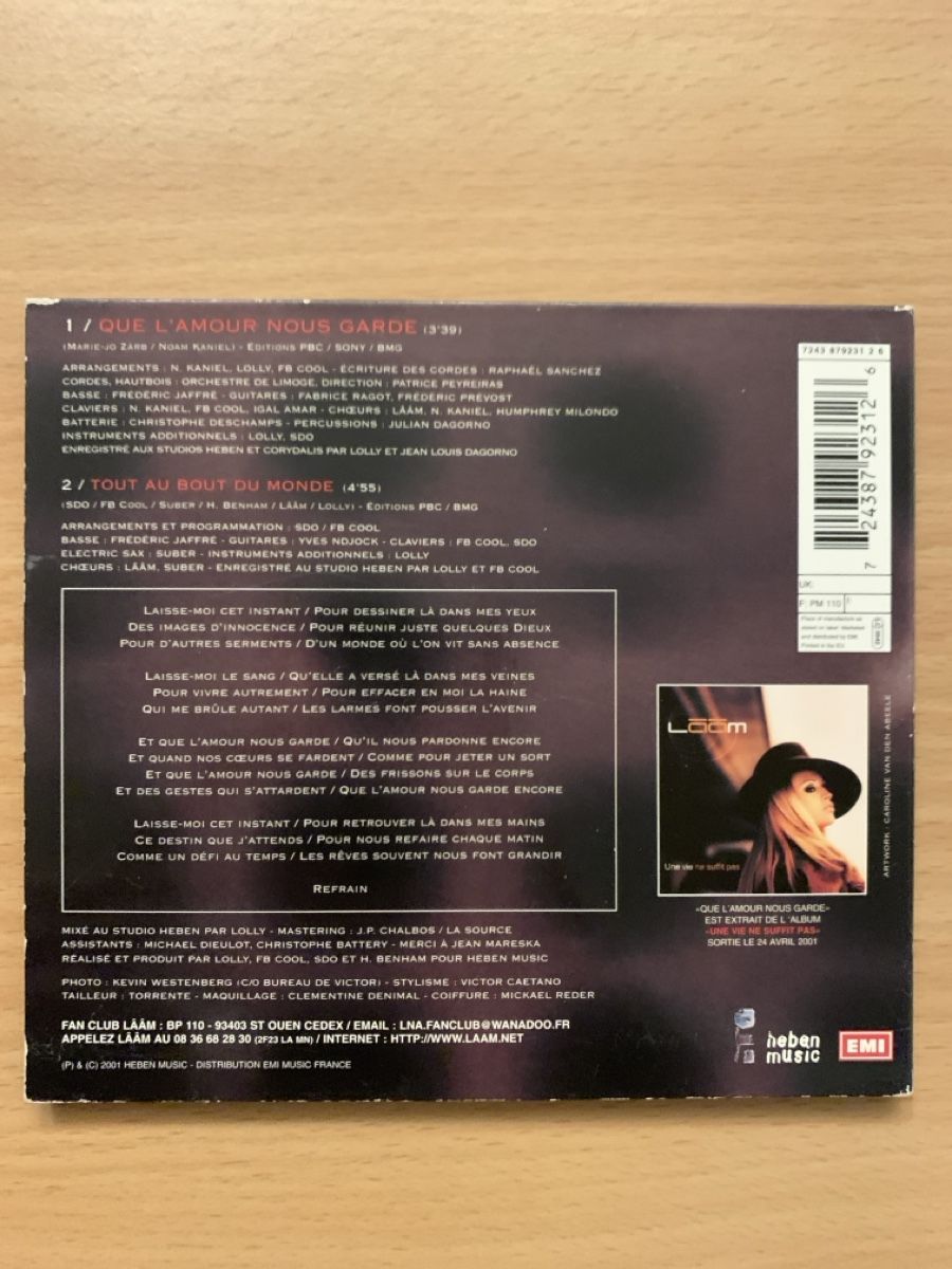 CD: CD Single Lââm Que l'amour nous garde format digipack – Usato da Salavaux venduto da Lune_Diurne 1