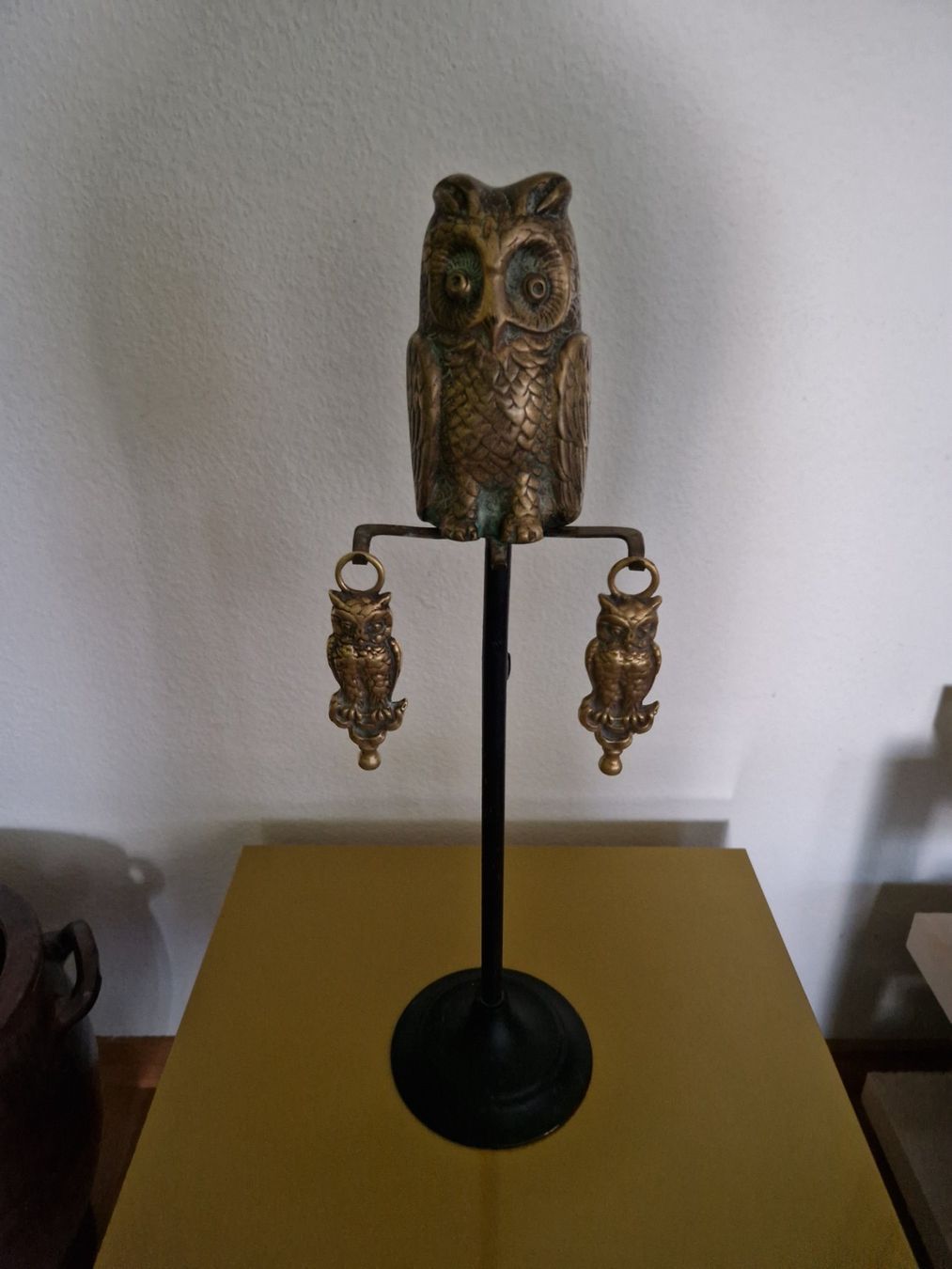 Statuette: Eule 1x gross, 2x klein aus Messing mit Ständer – Usato da Fislisbach venduto da mka_km8f 1