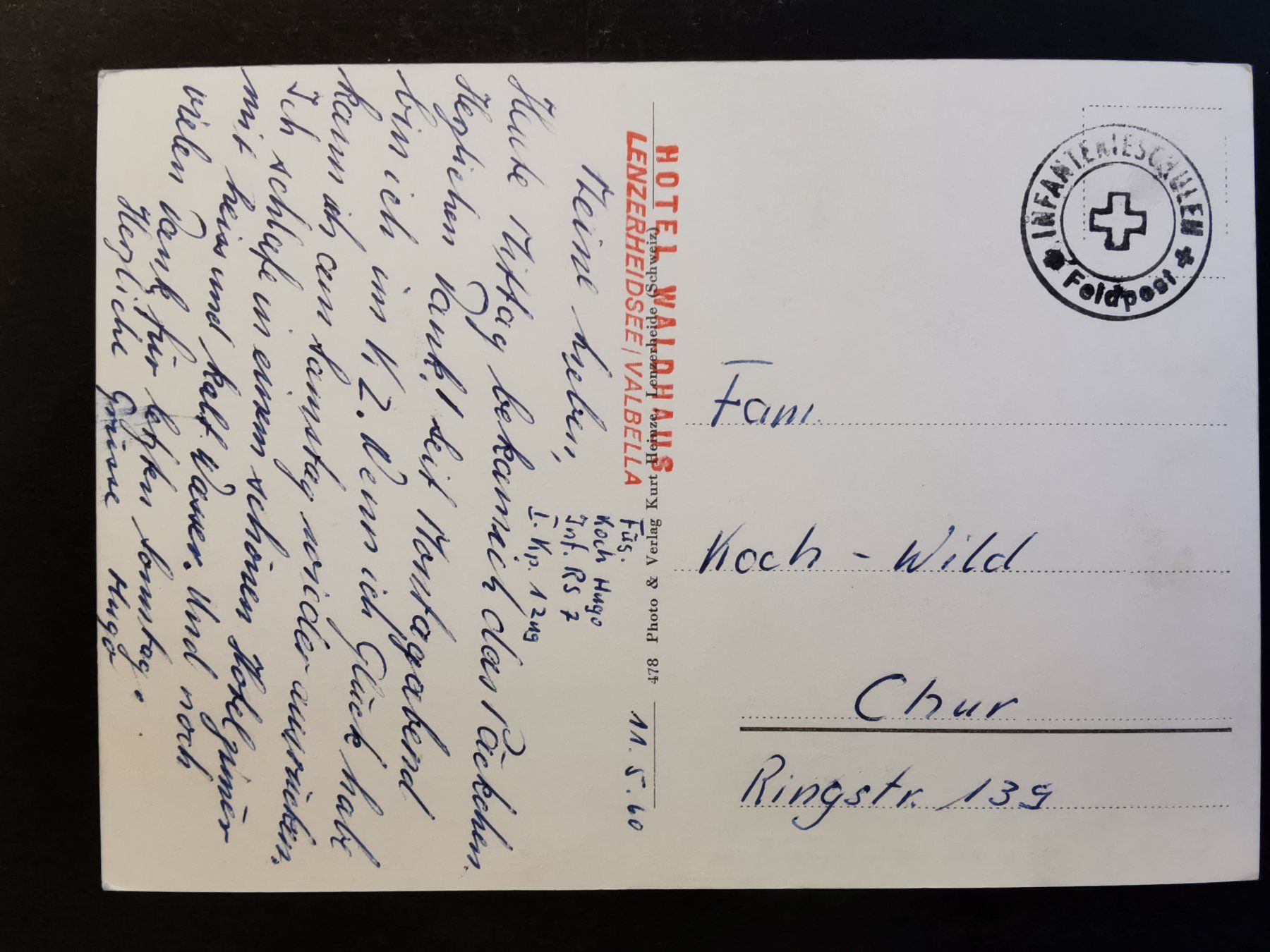 Cartoline postali: Ansichtskarte Valbella, Hotel Waldhaus, Winter  Feldpost – Usato da Rheineck venduto da kat_7gld 1