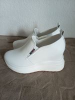 Damen Plateau Schuhe weiss PU-Leder Grösse 39 Keilabsatz NEU