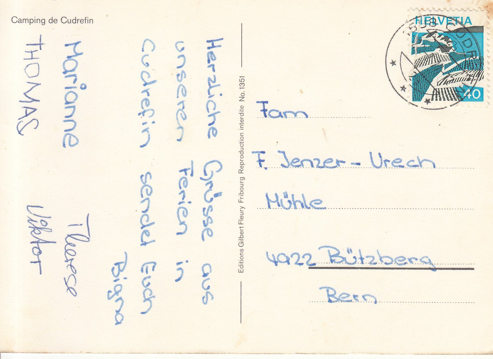 Cartoline postali: Cudrefin Camping 1977 – Usato da Bürglen TG venduto da StampGraf 1