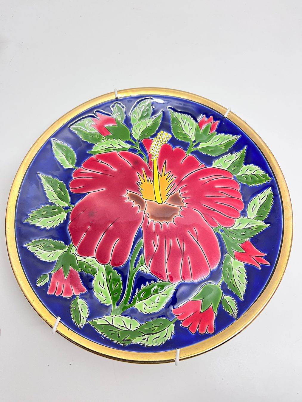 Piatti: Vintage Wandteller Rot Hibiskus Hand Made – Usato da Möhlin venduto da mil_h55x 1