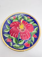 Vintage Wandteller Rot Hibiskus Hand Made