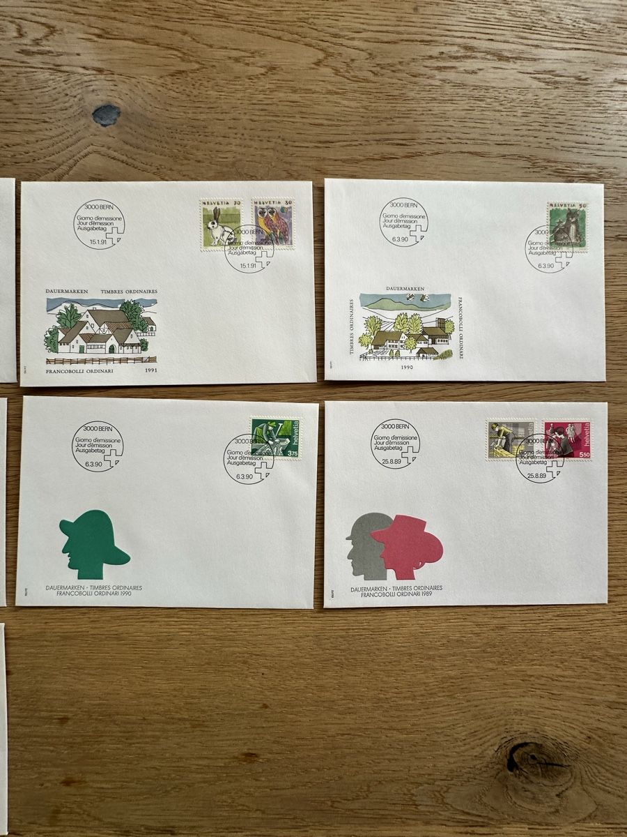 Tutti i francobolli: Schweiz - 15 FDC DAUERMARKEN 1985-1995 – Usato da Schmitten / FR venduto da Samsara169 3
