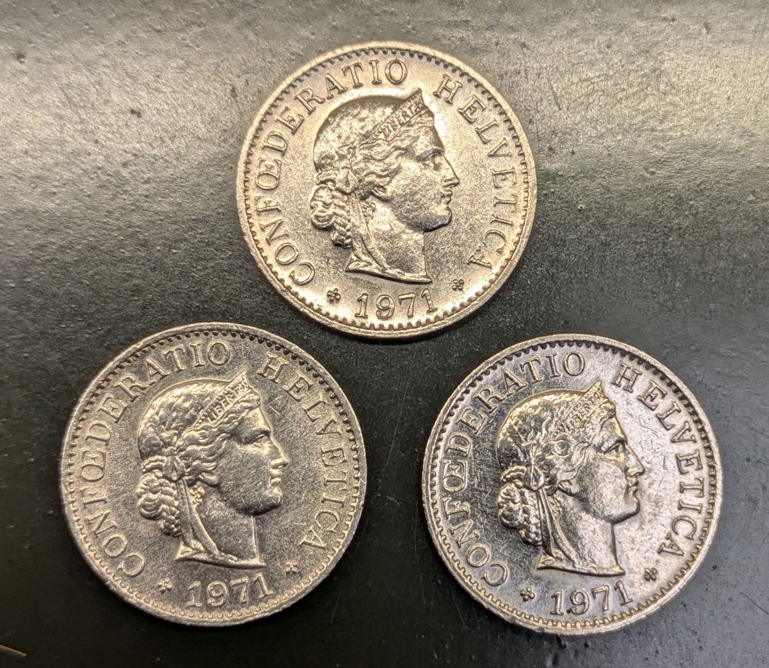 Toutes les monnaies: 3 x 5 Rappen 1971 vz – D'occasion à Zetzwil par Spitz70
