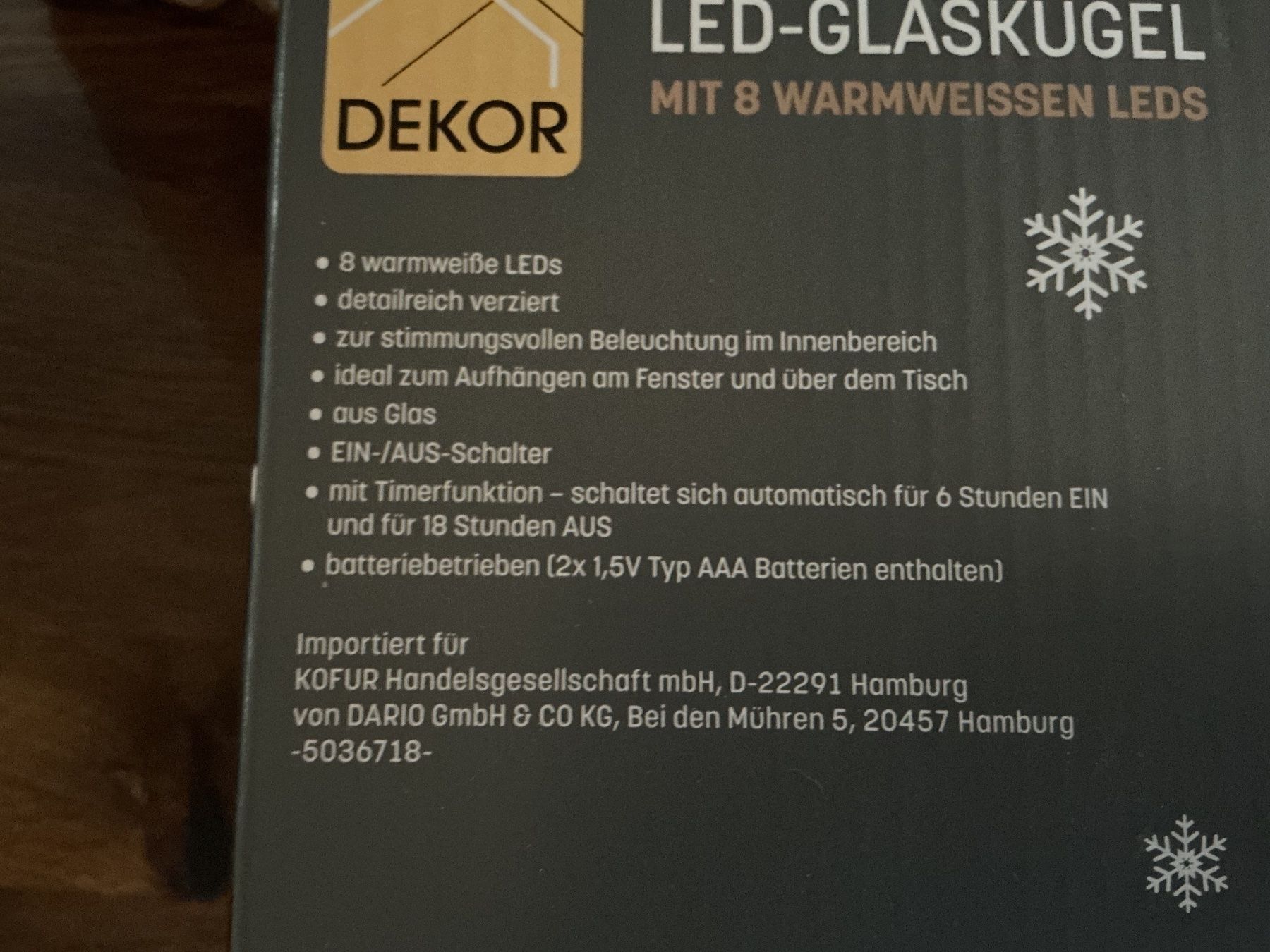 Tutte le decorazioni: LED-Glaskugeln, 3er Set, 8 warmweisse LEDs, Timer, – Nuovo (secondo la descrizione) da Gretzenbach venduto da Winery 5