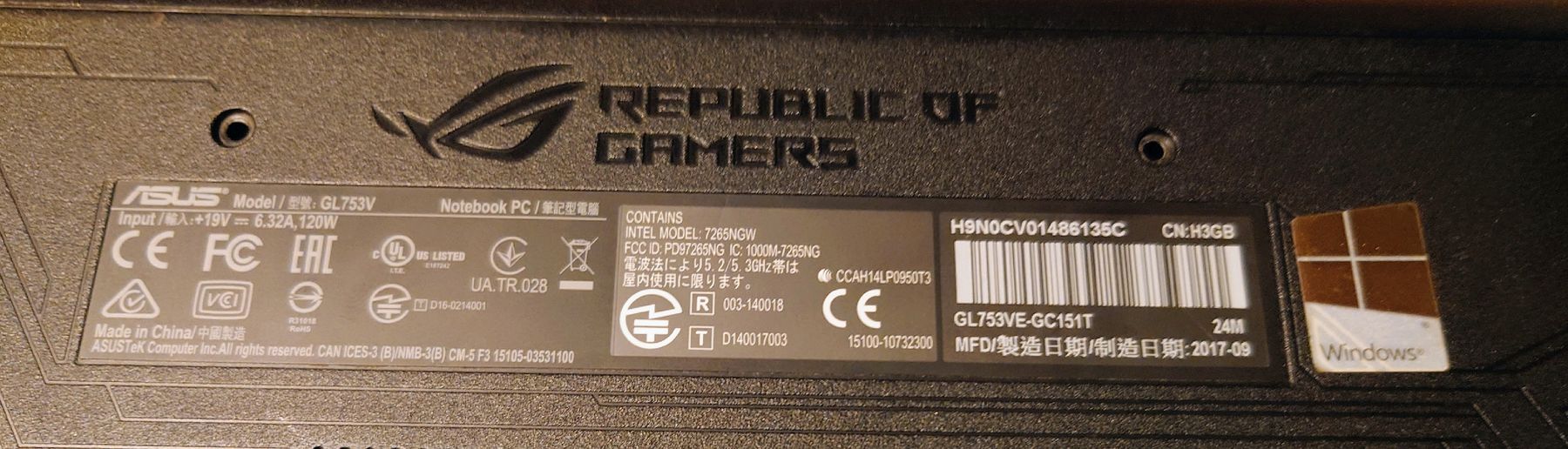 Asus Notebook: Notebook ASUS ROG GL753VE Ricambi – Difettoso da Coldrerio venduto da cere89 1