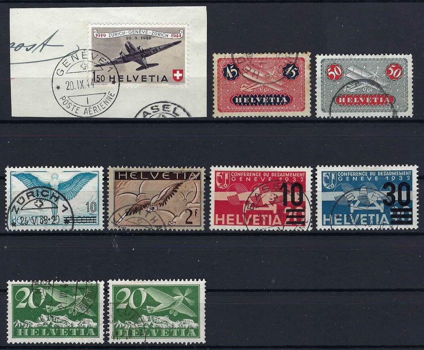 Alle Briefmarken: Flugpost Lot verschiedene Gute Werte gest, – Gebraucht aus Hitzkirch von walti1959