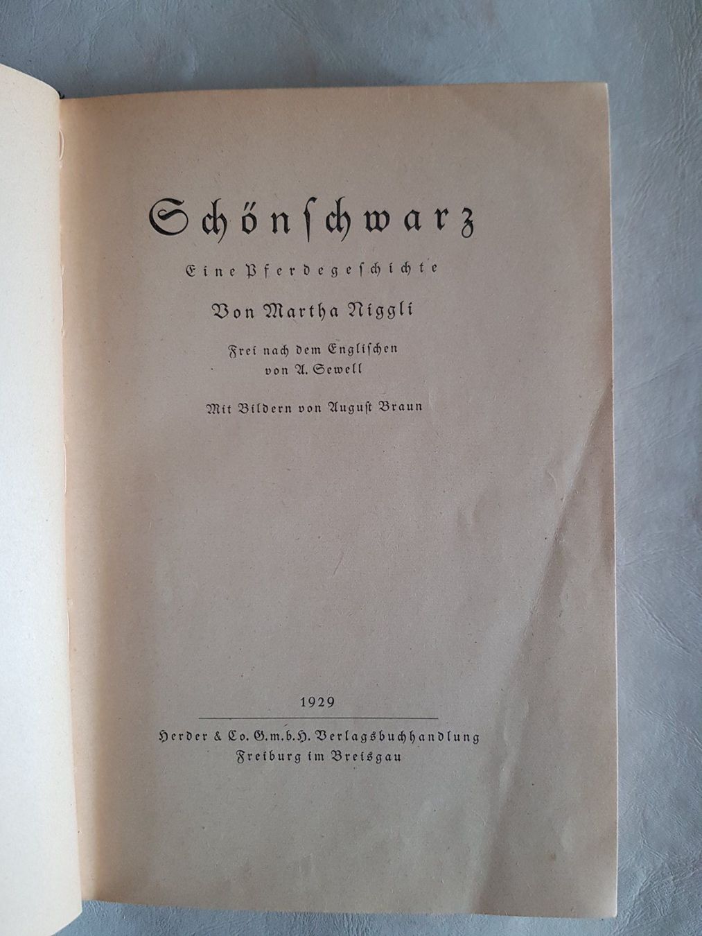 Libri: Schönschwarz - Eine Pferdegeschichte 1929 - Martha Niggli – Usato da Walterswil BE venduto da Lonitti 1