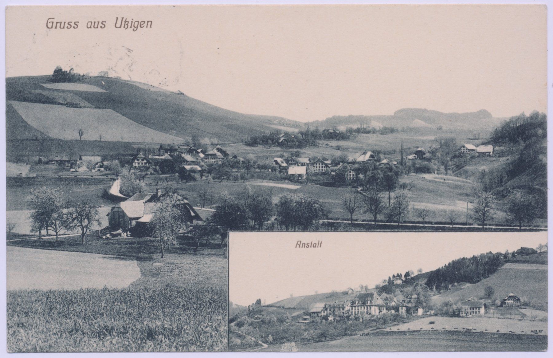 Cartoline postali: Utzigen 1914 2 Bild – Usato da Lützelflüh-Goldbach venduto da blauerkranich