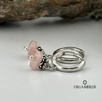 15 mm Creolen mit Morganite , Sterling Silber 925