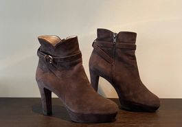 Trend Braun Dunkelweinrot Wildleder Stiefeletten Gr. 36