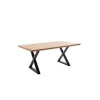 Tisch DEBA Wildeiche massiv 180 x 100 cm X Füsse schwarz