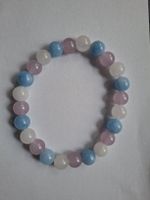Perlenarmband elastisch blau rosa weiss guter Zustand