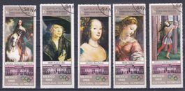 5 maxi timbres YEMEN  1968 obl.
