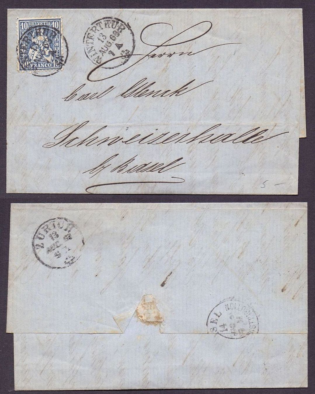 Tutti i francobolli: Zwei Faltbriefe mit Inhalt 1863 – Usato da Flamatt venduto da samowarow 3