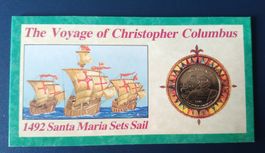500 Jahre Christopher Columbus / Set. 2 P. Münze + 2 Marken