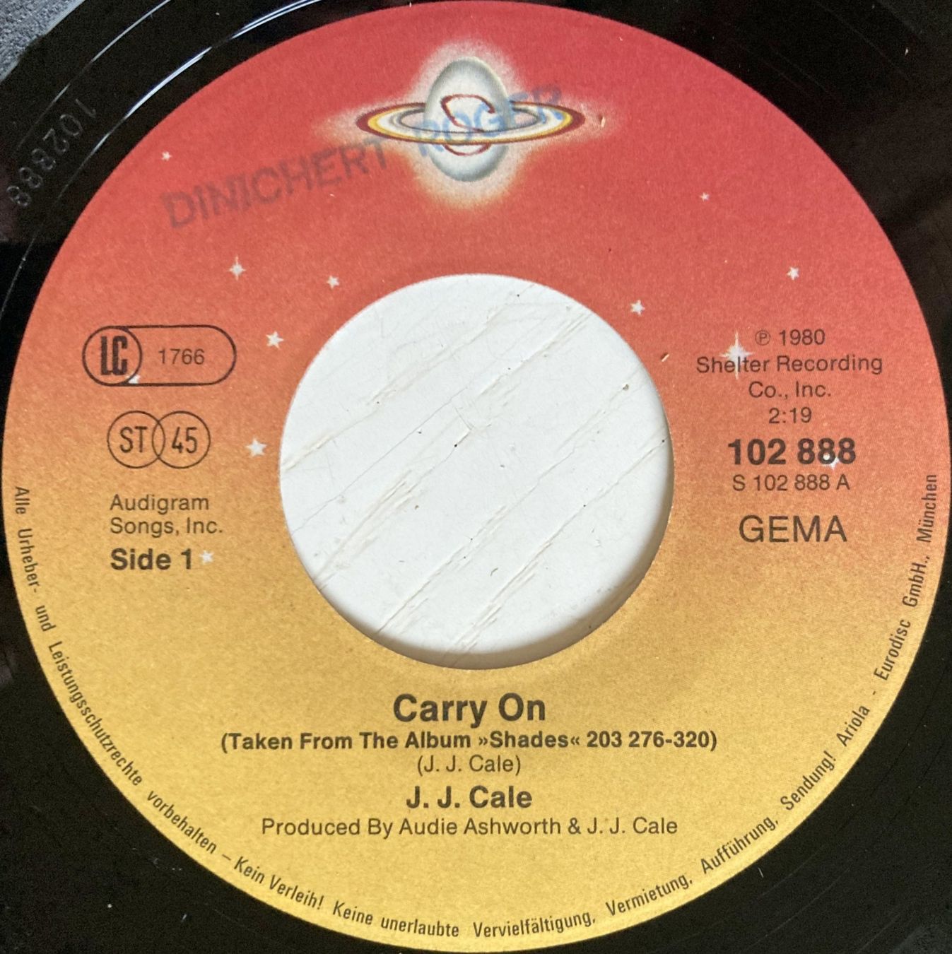 Dischi in vinile: J.J. CALE - CARRY ON – Usato da Bottens venduto da hotter-than-hell 2
