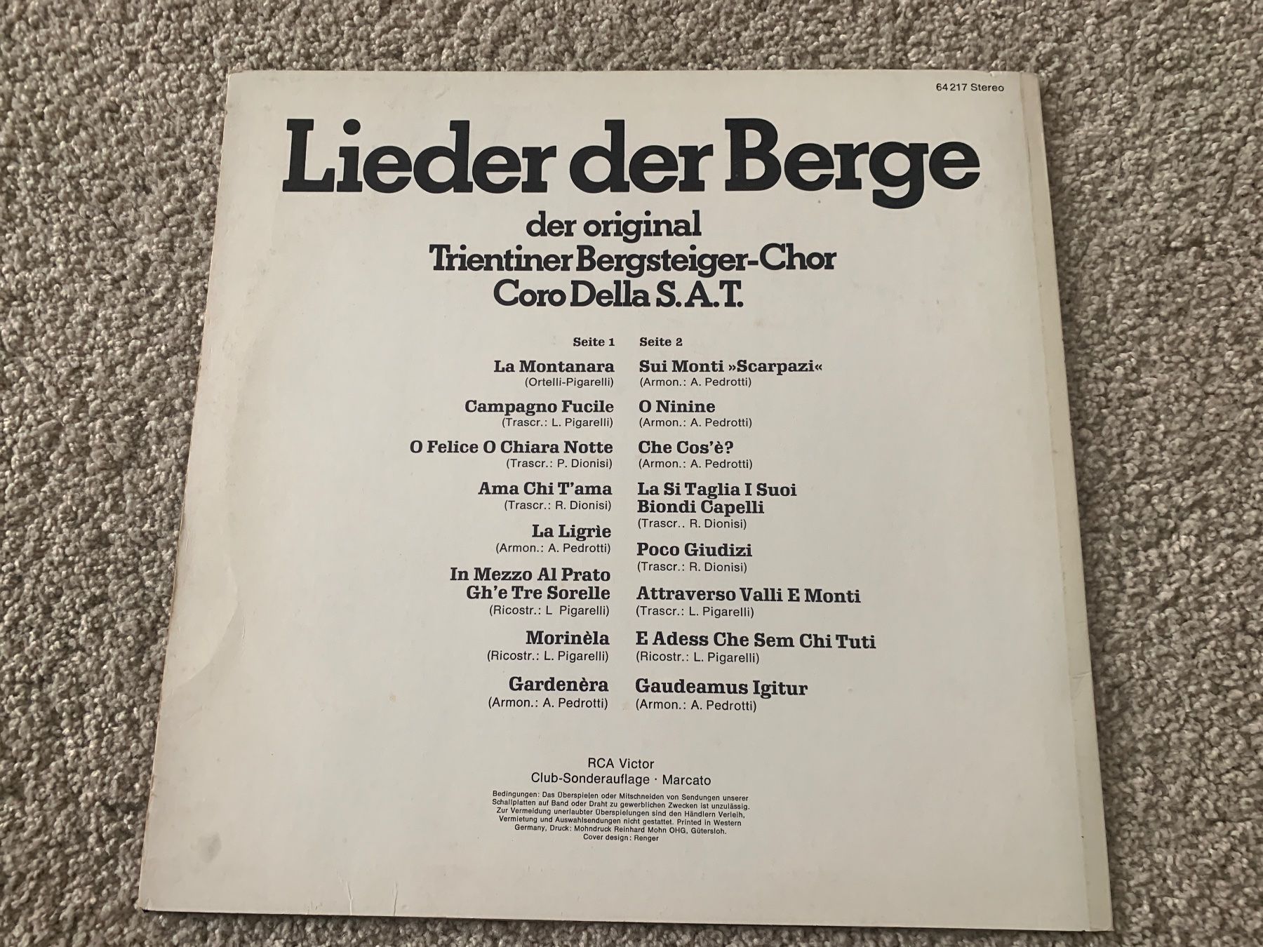 Dischi in vinile: LP Schallplatte Trientiner Chor Lied der Berge – Usato da Oberweningen venduto da Jogi2 1
