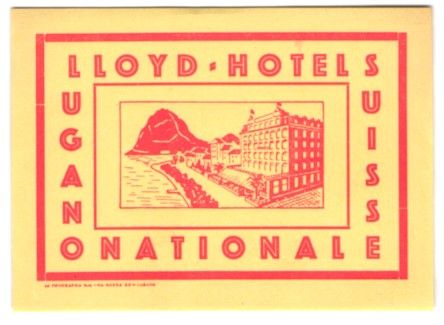 Altre raccolte & rarità: Kofferaufkleber Lugano, Das Lloyd-Hotel  – Usato da Berlin venduto da bartko-reher 1