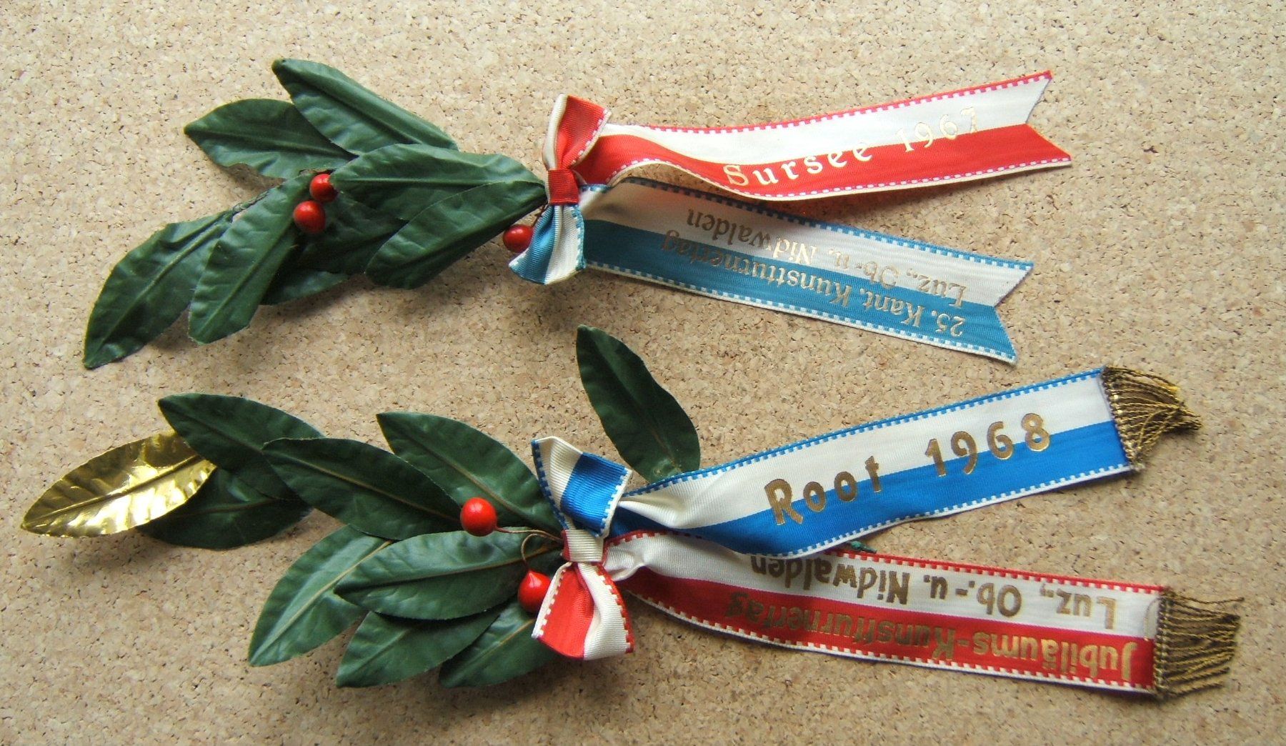 Placchette & Badge: 6 TURNER SIEGESBÄNDEL 1967 - 1969 + LORBEERKRANZ – Usato da Brunnen venduto da Nonne04 2