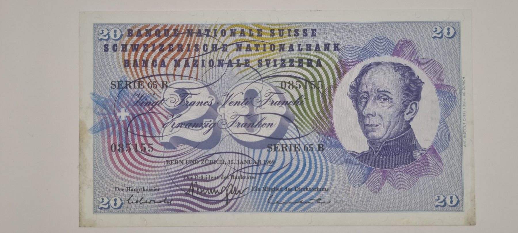 Banknoten: Note 20 FR 1969 ungefaltet (Klebstoffreste) – Gebraucht aus Bure von chap981