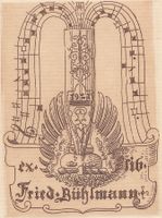 Ex-libris héraldique pour Fried. Bühlmann par August Am Rhyn